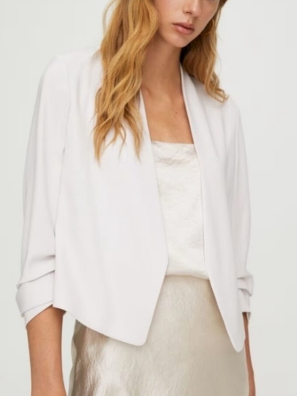 Aritzia Babaton Ivory Open-Front Draped Blazer